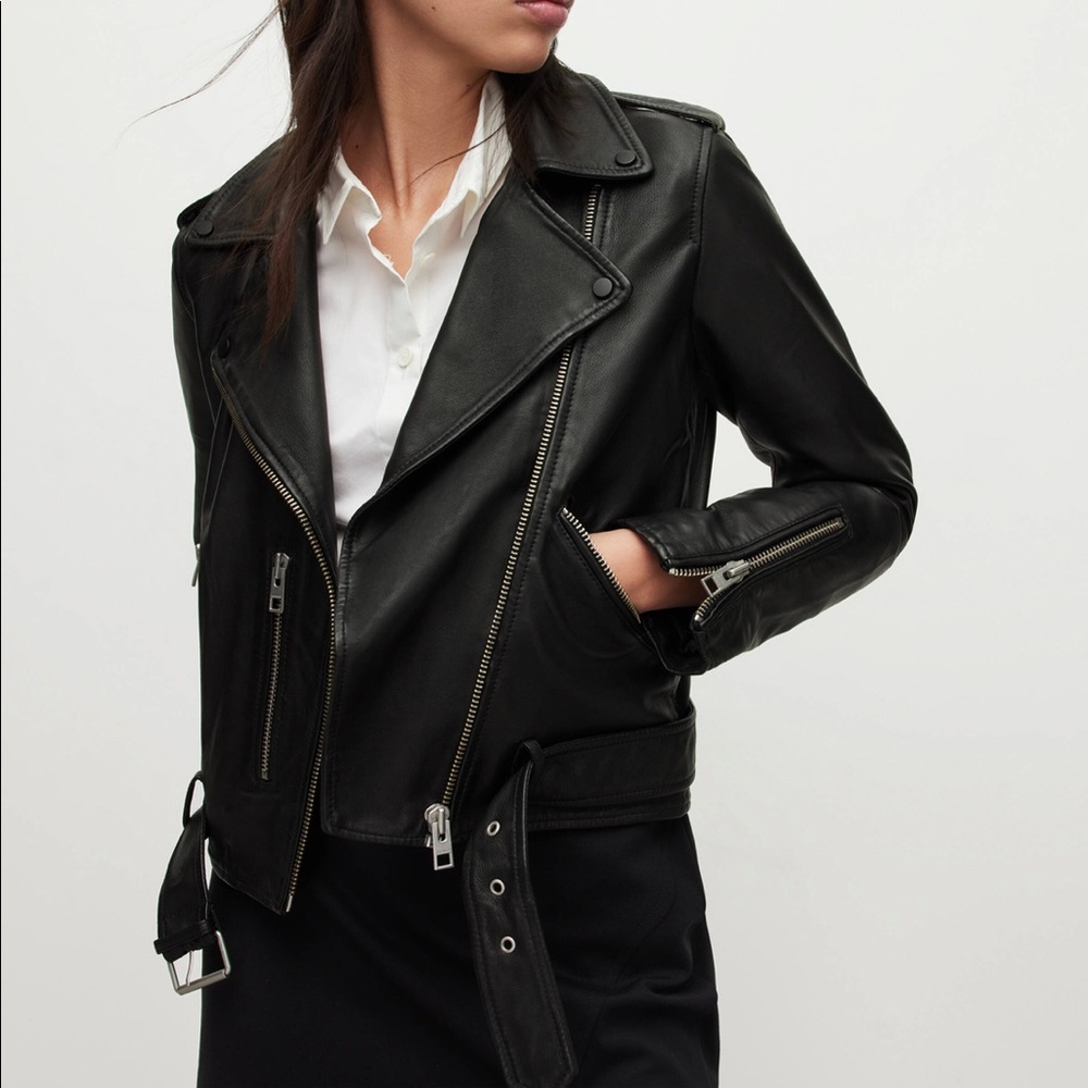 All Saints Balfern Black Leather Biker Jacket
